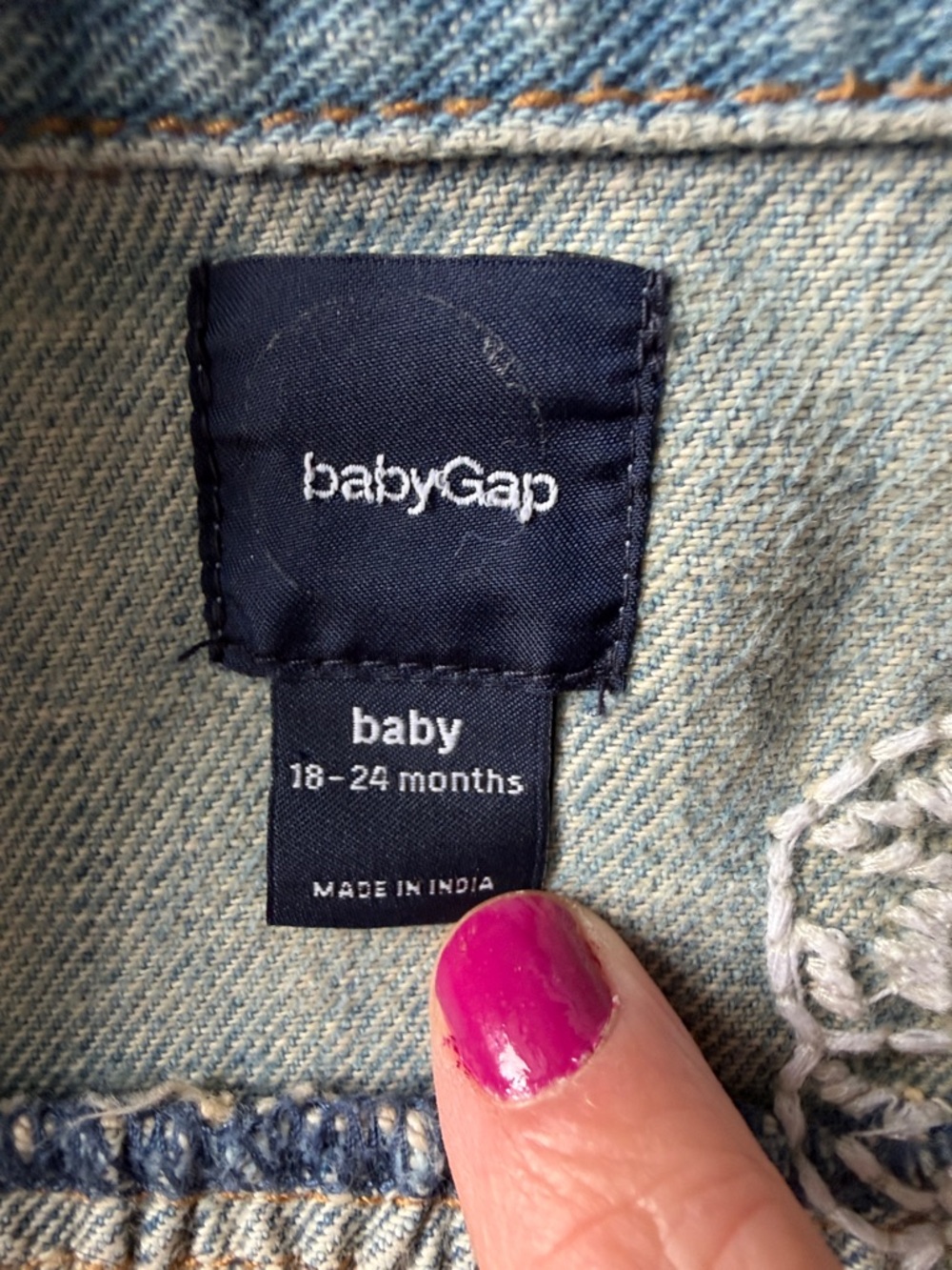 GAP Light Blue Denim Jacket with Yellow Floral Embroidery - Picture 2 of 5
